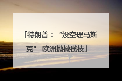 特朗普：“没空理马斯克” 欧洲抛橄榄枝