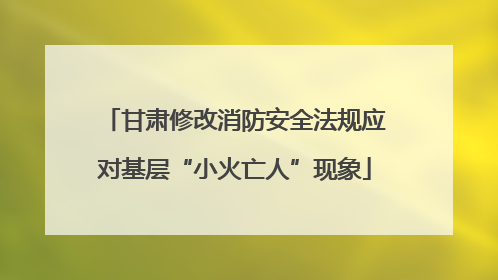 甘肃修改消防安全法规应对基层“小火亡人”现象