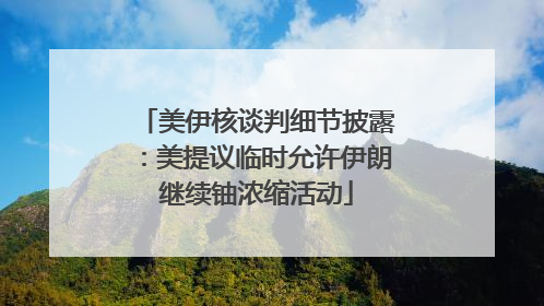 美伊核谈判细节披露：美提议临时允许伊朗继续铀浓缩活动