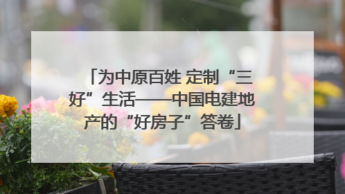 为中原百姓 定制“三好”生活——中国电建地产的“好房子”答卷