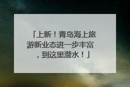 上新！青岛海上旅游新业态进一步丰富，到这里潜水！
