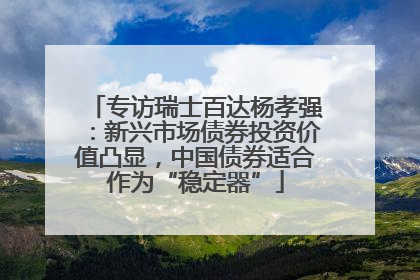 专访瑞士百达杨孝强：新兴市场债券投资价值凸显，中国债券适合作为“稳定器”