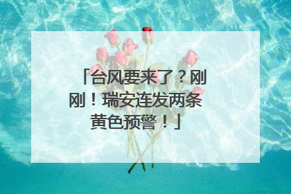 台风要来了？刚刚！瑞安连发两条黄色预警！