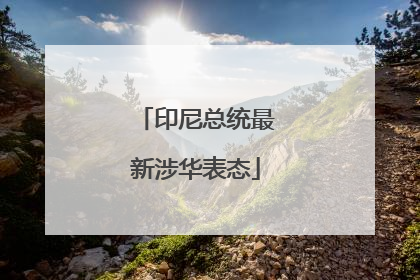 印尼总统最新涉华表态
