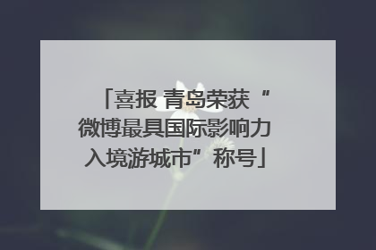 喜报 青岛荣获“微博最具国际影响力入境游城市”称号