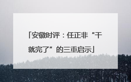 安徽时评：任正非“干就完了”的三重启示