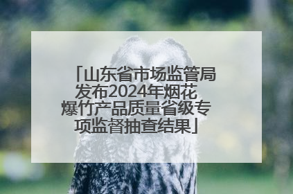 山东省市场监管局发布2024年烟花爆竹产品质量省级专项监督抽查结果