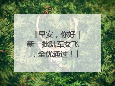 早安，你好｜新一批陆军女飞，全优通过！