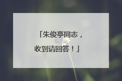 朱俊亭同志，收到请回答！