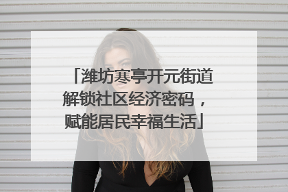 潍坊寒亭开元街道解锁社区经济密码，赋能居民幸福生活