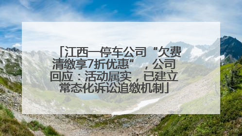 江西一停车公司“欠费清缴享7折优惠”，公司回应：活动属实，已建立常态化诉讼追缴机制