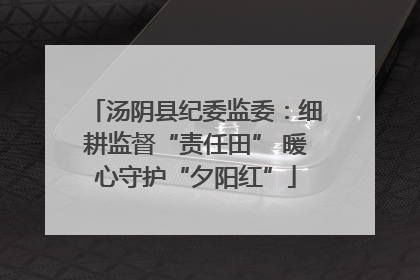 汤阴县纪委监委：细耕监督“责任田” 暖心守护“夕阳红”