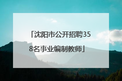 沈阳市公开招聘358名事业编制教师