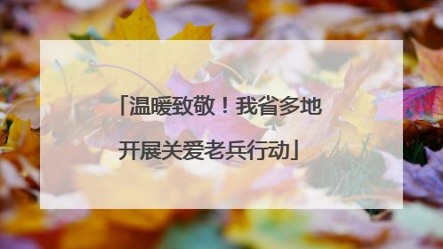 温暖致敬！我省多地开展关爱老兵行动