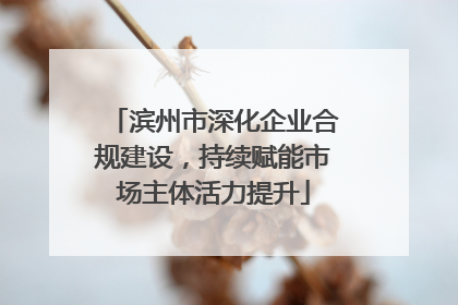 滨州市深化企业合规建设，持续赋能市场主体活力提升