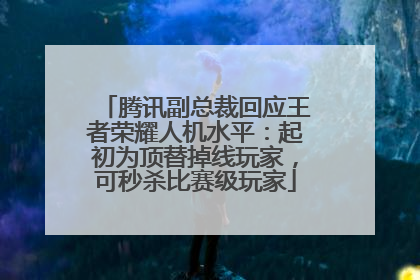 腾讯副总裁回应王者荣耀人机水平：起初为顶替掉线玩家，可秒杀比赛级玩家