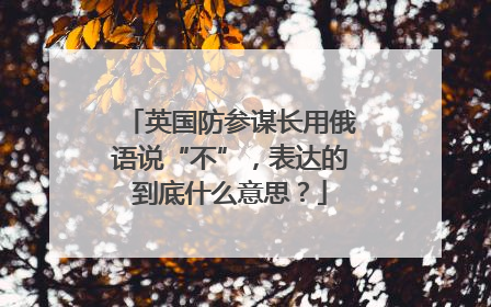 英国防参谋长用俄语说“不”，表达的到底什么意思？