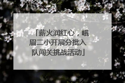 薪火润红心，峨眉二小开展分批入队闯关挑战活动