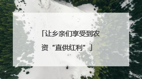 让乡亲们享受到农资“直供红利”