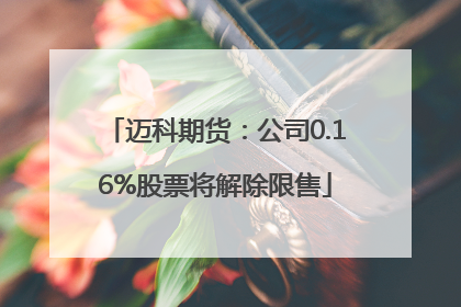 迈科期货：公司0.16%股票将解除限售