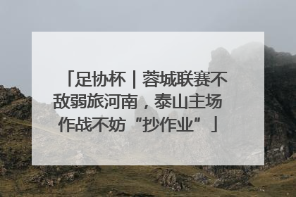 足协杯｜蓉城联赛不敌弱旅河南，泰山主场作战不妨“抄作业”