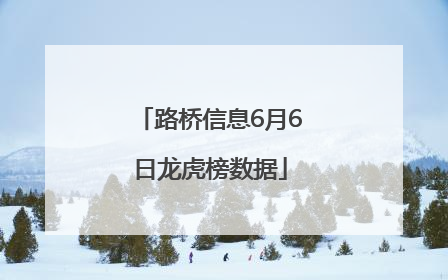 路桥信息6月6日龙虎榜数据