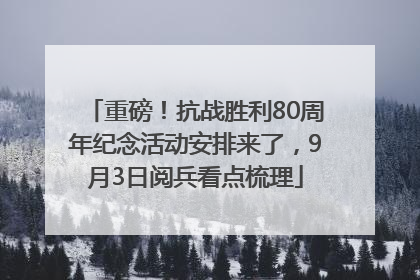 重磅！抗战胜利80周年纪念活动安排来了，9月3日阅兵看点梳理