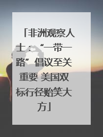 非洲观察人士：“一带一路”倡议至关重要 美国双标行径贻笑大方