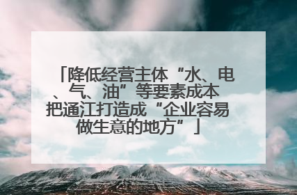 降低经营主体“水、电、气、油”等要素成本 把通江打造成“企业容易做生意的地方”