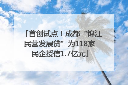 首创试点！成都“锦江民营发展贷”为118家民企授信1.7亿元