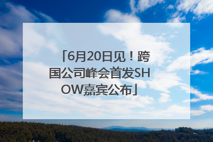 6月20日见！跨国公司峰会首发SHOW嘉宾公布