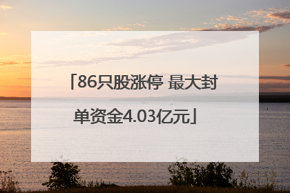 86只股涨停 最大封单资金4.03亿元